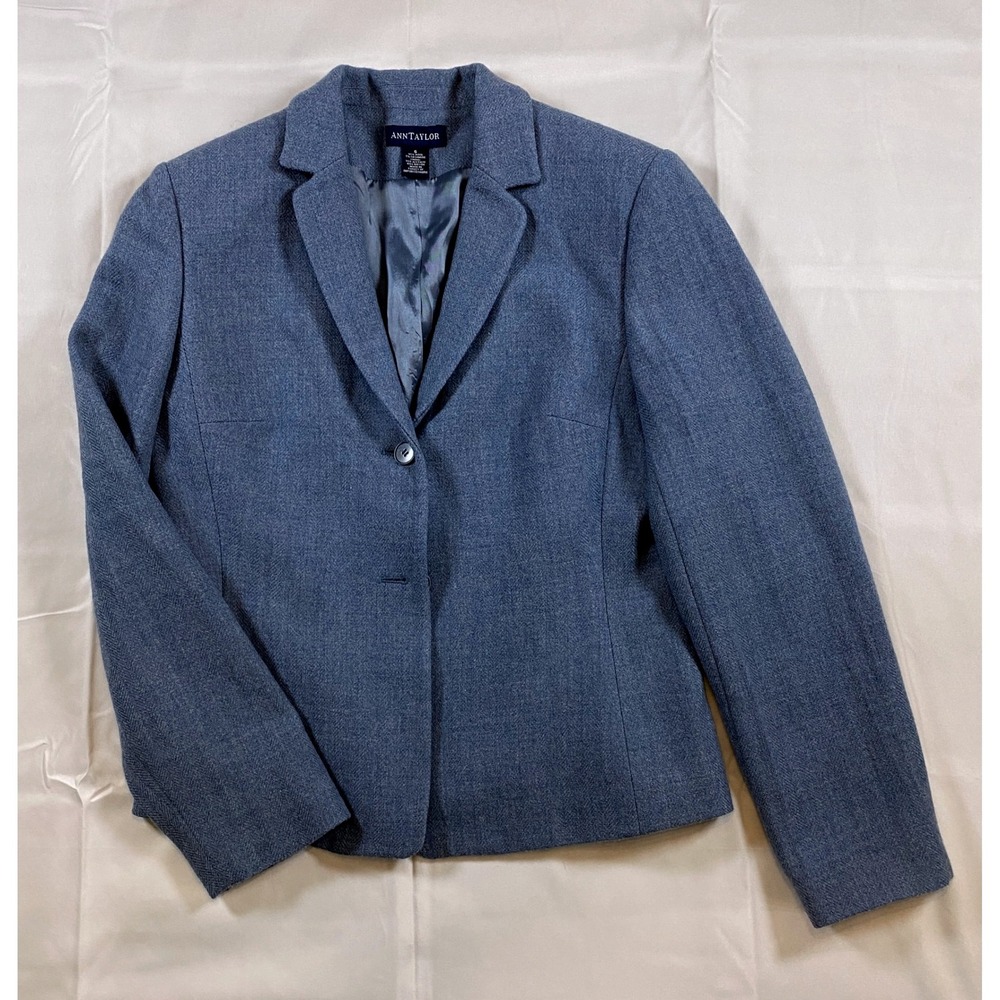 Ann Taylor Wool Cashmere Blend Cornflower‎ Powder Blue Blazer 6